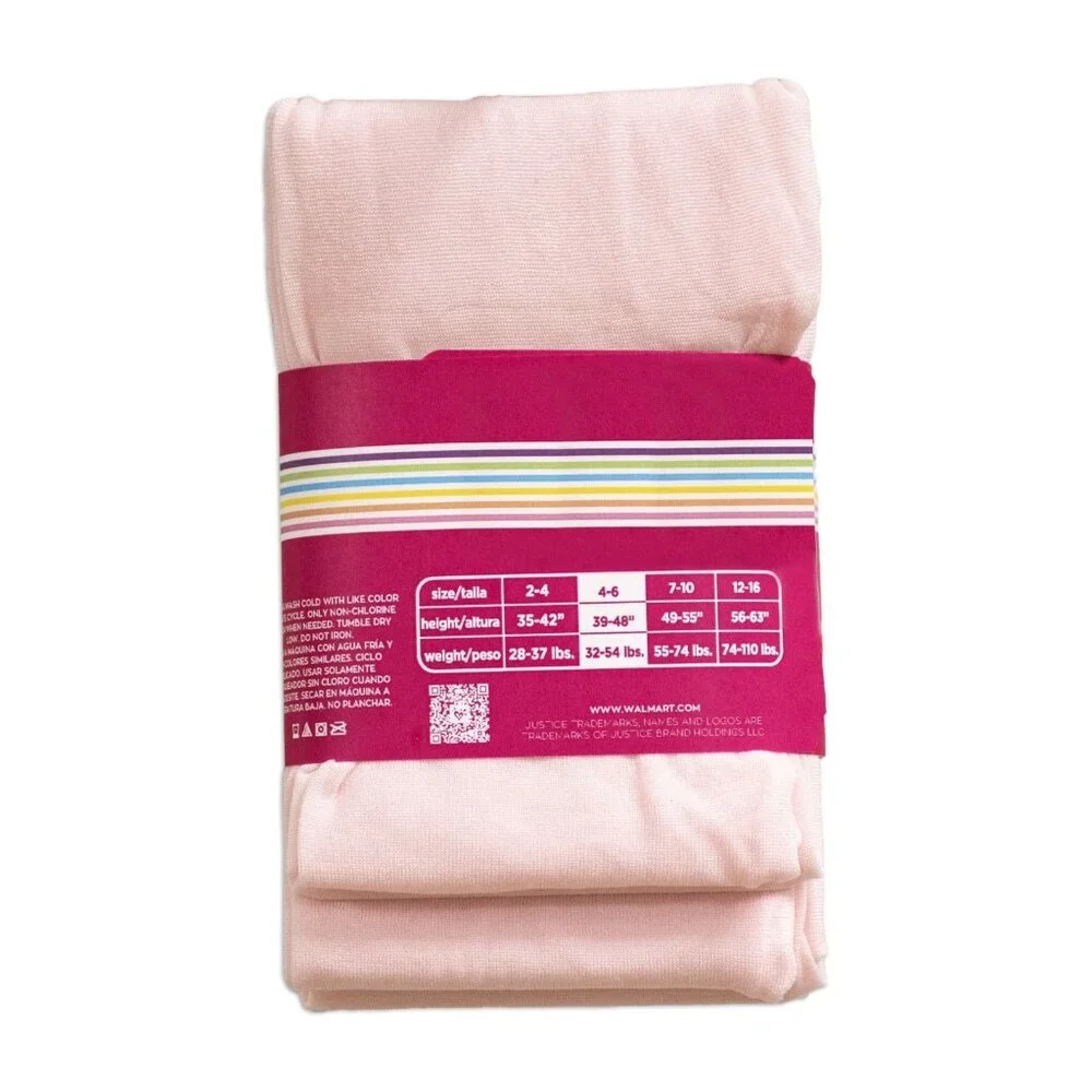 JUSTICE Shimmer Footed Tights 2 Pair Pink GIRLS SIZE SMALL 4-6 NEW